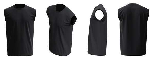 Sleeveless T-Shirt. Black Man Sleeveless Shirt