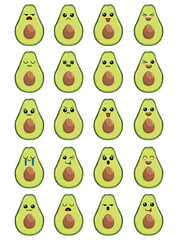 cute cartoon character of fresh food, fruits, vegetable, clip art for icon