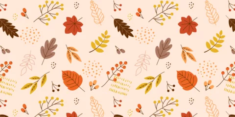 Foto op Plexiglas 秋の紅葉した葉っぱのシームレスなパターン、ベクター背景。 © Honyojima