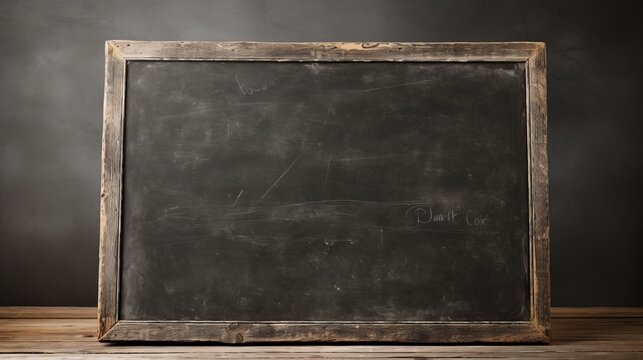 Black old empty chalkboard - blackboard with chalk on blackboard - education and school concept, Generative AI