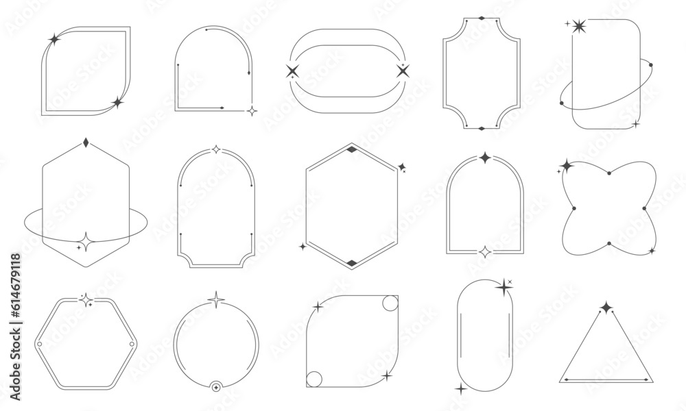 Poster minimal line frames. simple geometric outline borders, minimal decorative linear elements. vector mo