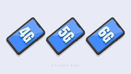 technology concept. Smartphones with text networks 4G, 5G, and 6G. A new generation network with ultra-fast internet