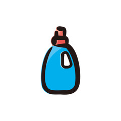 Detergent bottle - Cleaning and housekeeping icon/illustration (Hand-drawn line, colored version)