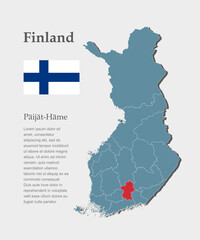 Fototapeta premium Vector map Finland, region Paijat Hame
