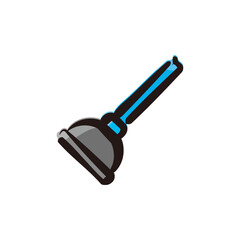 Plunger - Cleaning and housekeeping icon/illustration (Hand-drawn line, colored version)