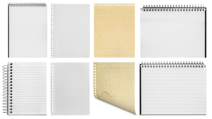 a colection paper page notebook and notebook isolated on the png background