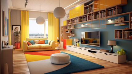 The modern living room's yellow toner