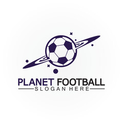 Planet football or planet soccer logo vector template