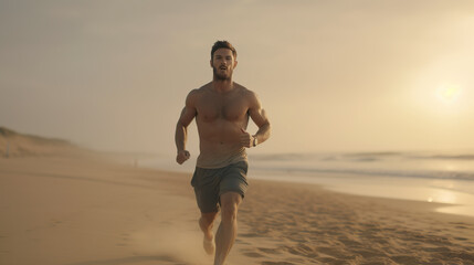 man running on the beach