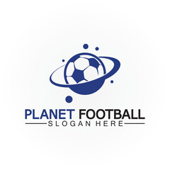 Planet football or planet soccer logo vector template