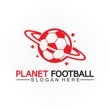 Planet football or planet soccer logo vector template