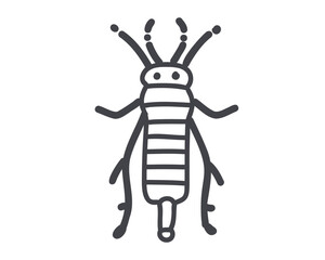 Cockroach isolated on white background, doodle vector illustration
