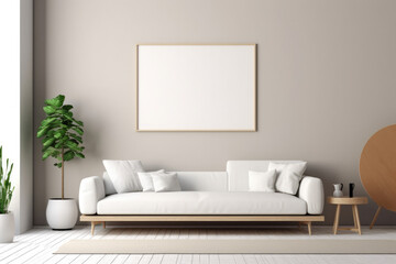 Gallery wall mockup in cozy living room interior, frame mockup, 