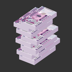 Guinean Franc Vector Illustration. Guinea money set bundle banknotes. Paper money 5000 GNF. Flat style. Isolated on white background. Simple minimal design.