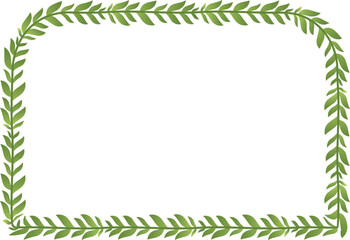Fototapeta premium Round Same Side Corner Rectangle Shape leaves frame green leaf wreath frame picture vector photo frame floral border decoration botanical branches elements winner award wedding anniversary new year 