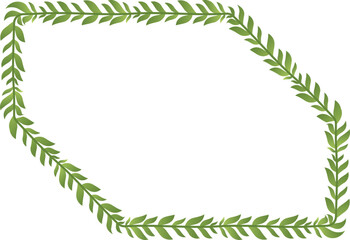Fototapeta premium Snip Diagonal Corner Rectangle Shape leaves frame green leaf wreath frame picture vector photo frame floral border decoration botanical branches elements winner award wedding Christmas
