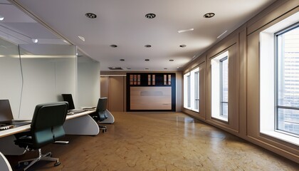 modern office interior with desk