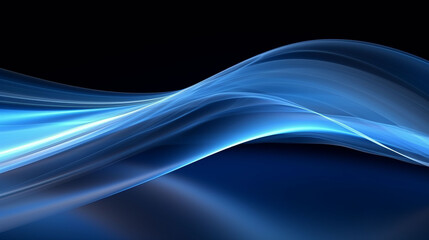 Illustration of a vibrant blue wave of light on a dark black background