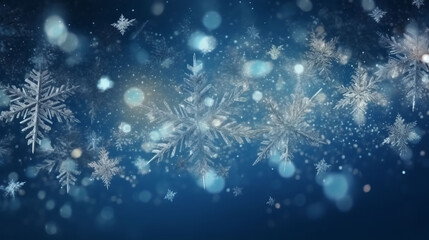 Fototapeta na wymiar Illustration of a single snowflake on a blue background
