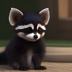 Obraz premium Cute tiny little Raccoon cub , Generative AI
