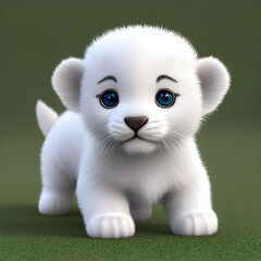 Cute tiny little white tiger cub , Generative AI