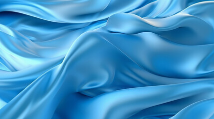 Fototapeta na wymiar Illustration of a close-up view of a vibrant blue silk fabric texture