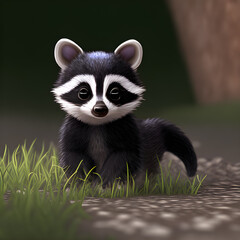 Cute tiny little Raccoon cub , Generative AI