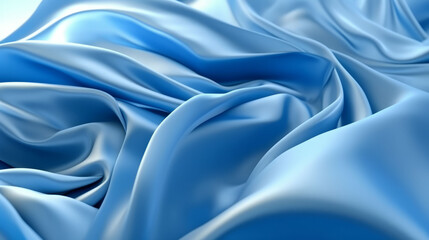 Fototapeta premium Illustration of a detailed close-up of a luxurious blue silk fabric