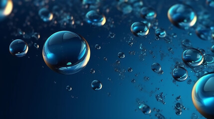 Illustration of bubbles floating on blue surface