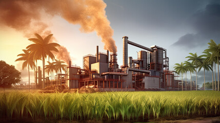 Fototapeta na wymiar Asian Sugar cane factory