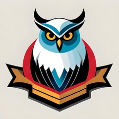 Obraz premium Simple owl logo. (AI-generated fictional illustration)