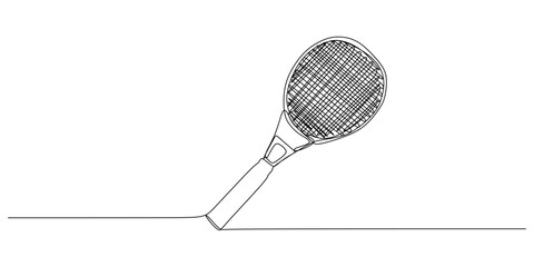 Continuous single one line of tennis racket isolated on white background.