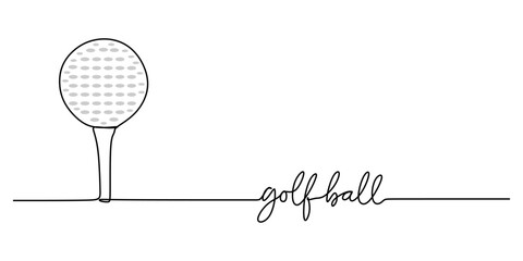 Continuous single one line of golf ball isolated on white background.