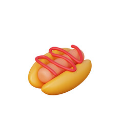 3D Hot Dog Illustration