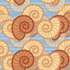 Cute and Adorable Seashells Illustration as Seamless Surface Pattern Design