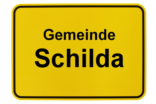 Illustration eines Ortsschildes der Gemeinde Schilda in Brandenburg