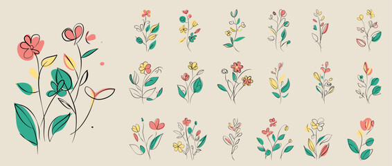Minimalist Floral Vector Art Illustrations for Occasions template vintage fashion hand drawn decor