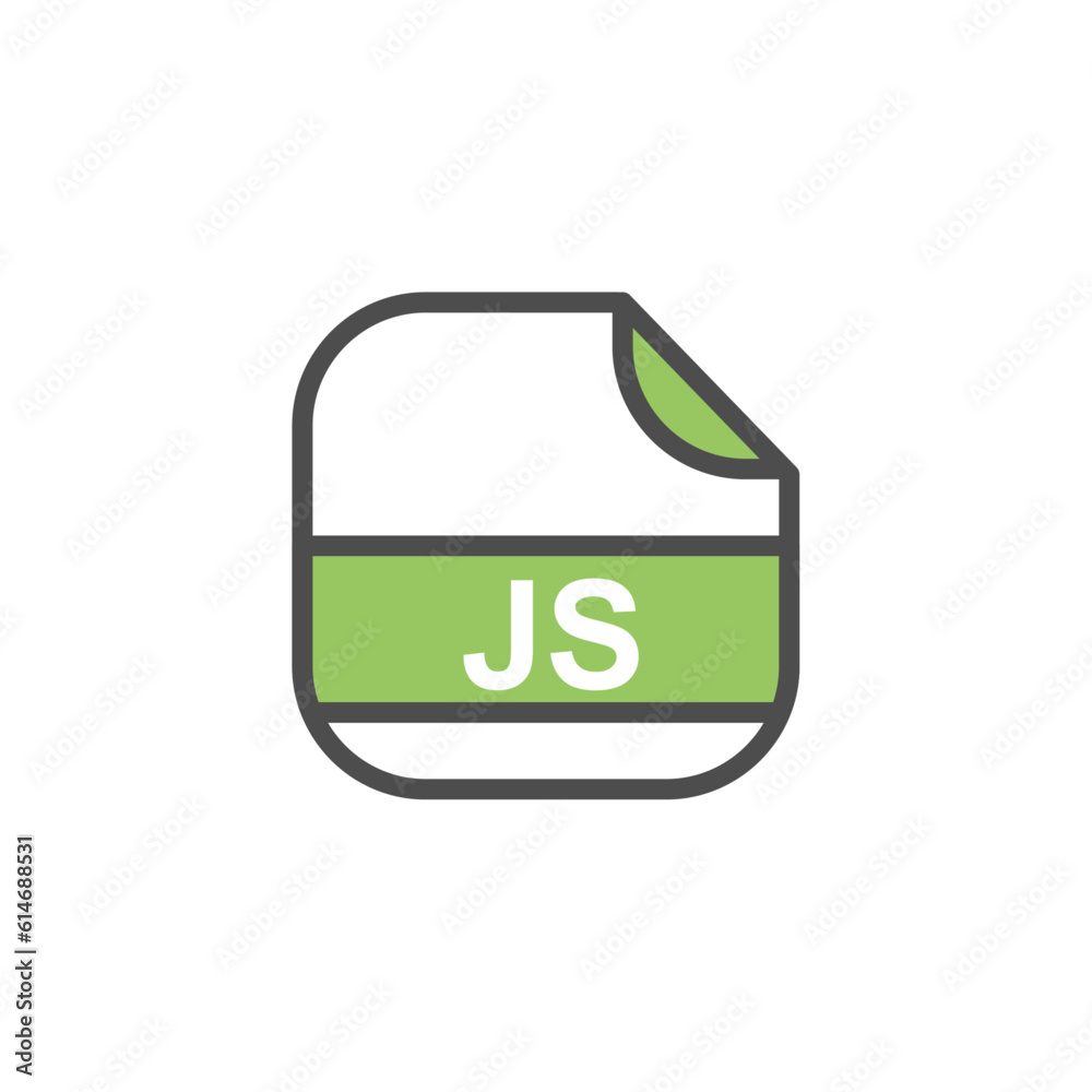 Poster js file extension, rounded square icon with text - format extension icon vector illustration.