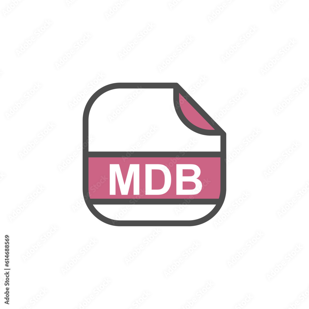 Poster mdb file extension, rounded square icon with text - format extension icon vector illustration.