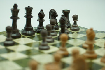 szachy  szachownica strategia czarny konkurencja bitwa gra pionek tablica sukces koncepcja biały zwycięstwo grać wyzwanie walka - obrazy, fototapety, plakaty