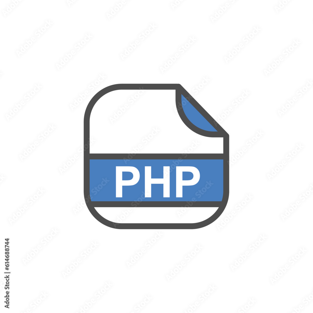 Fototapete php file extension, rounded square icon with text - format extension icon vector illustration.
