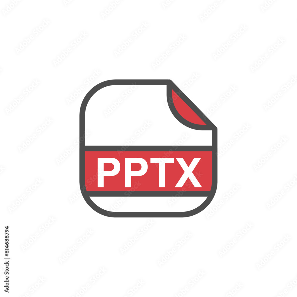 Poster pptx file extension, rounded square icon with text - format extension icon vector illustration.