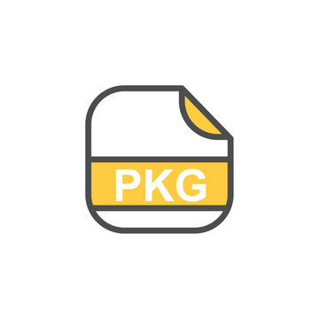 PKG File Extension, Rounded Square Icon with Text - Format Extension Icon Vector Illustration.