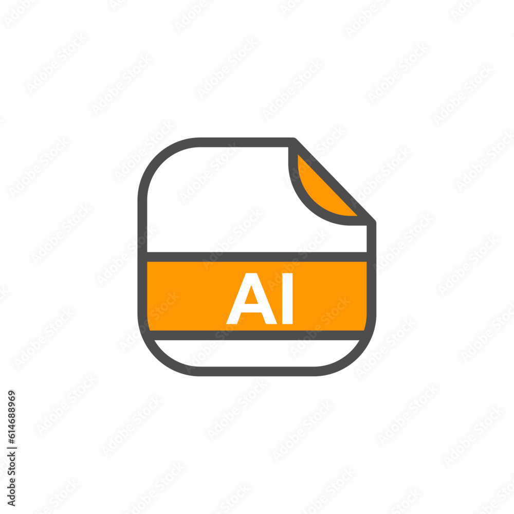 Poster ai file extension, rounded square icon with text - format extension icon vector illustration.