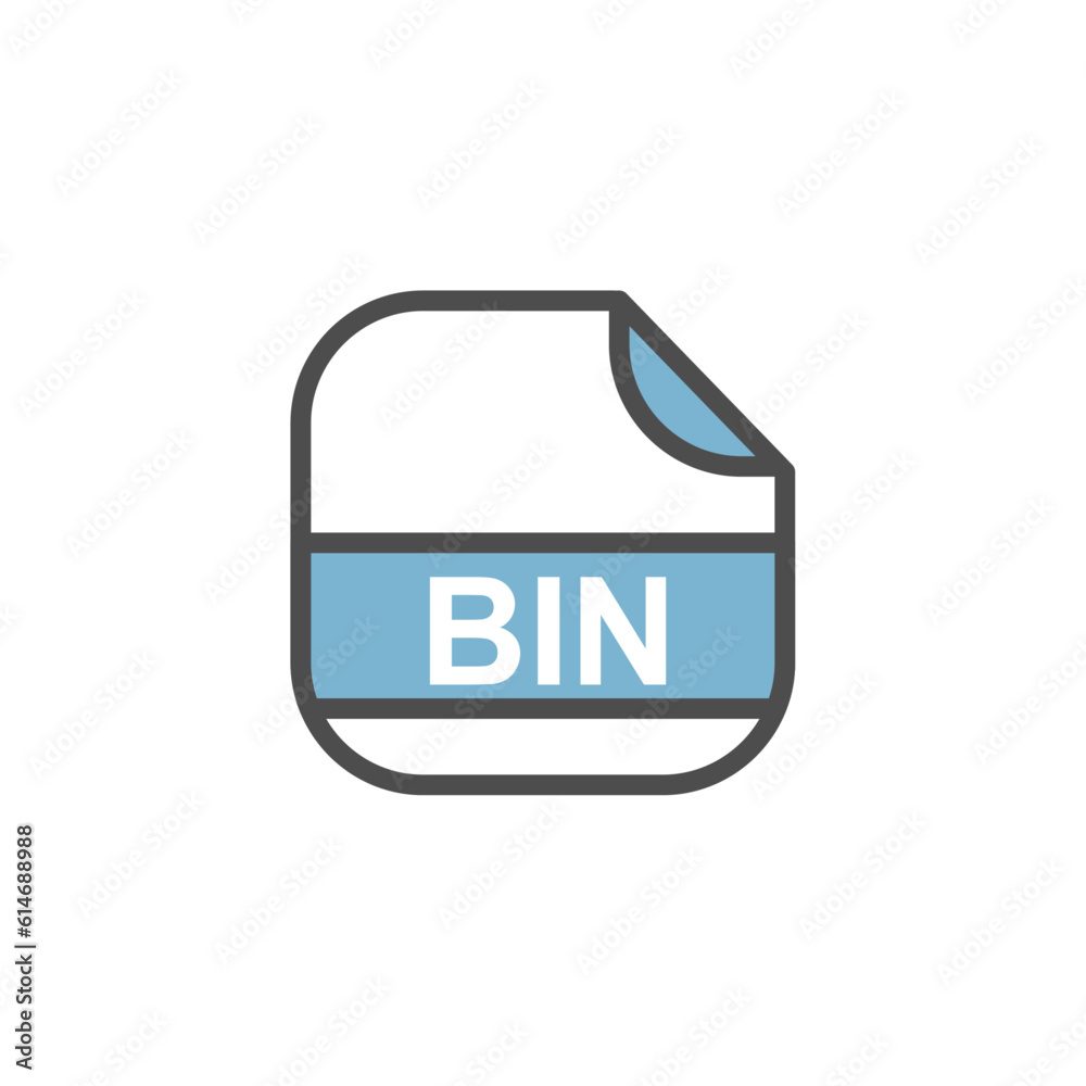 Poster bin file extension, rounded square icon with text - format extension icon vector illustration.