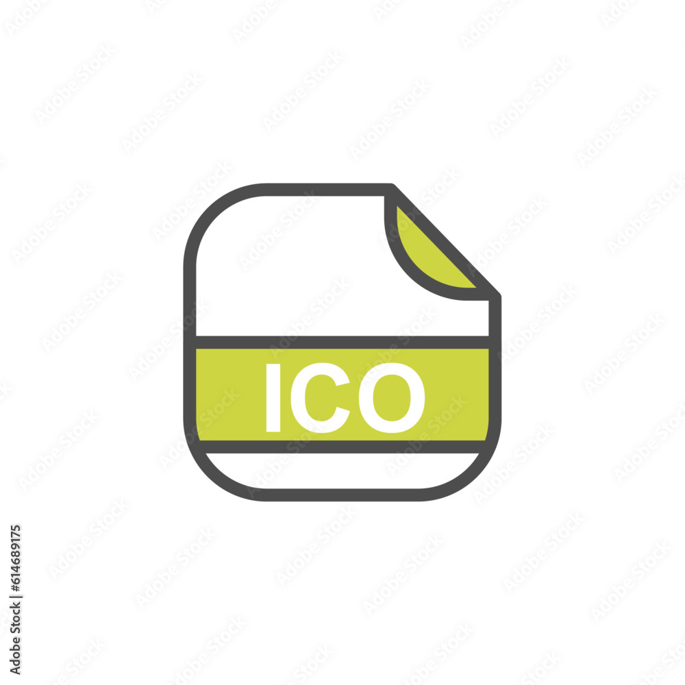 Poster ico file extension, rounded square icon with text - format extension icon vector illustration.