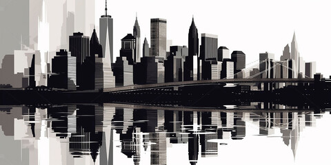Fototapeta na wymiar generative ai illustration of the skyline of new york