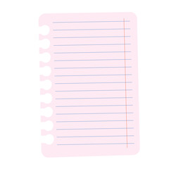 Lined paper from a notebook. Empty notebook paper. Education concept. Vector illustration