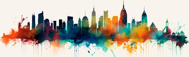 generative ai illustration of the skyline of new york - obrazy, fototapety, plakaty