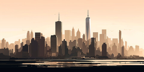 Fototapeta na wymiar generative ai illustration of the skyline of new york